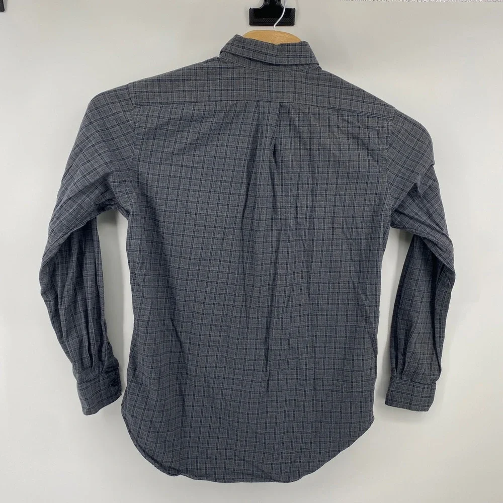 Ralph Lauren Button Down Mens Medium Grey Plaid Classic Fit Cotton Flannel Shirt
